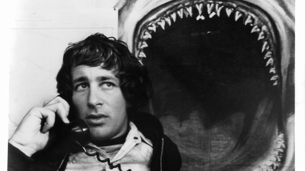 Steven Spielberg on the set of the film 'Jaws', 1975. (Credit: Universal/Getty Images)