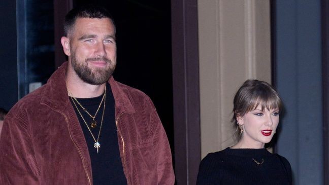 NEW YORK, NY - NOVEMBER 7: Travis Kelce and Taylor Swift are seen on November 7, 2025 in New York City. (Photo by XNY/Star Max/GC Images)