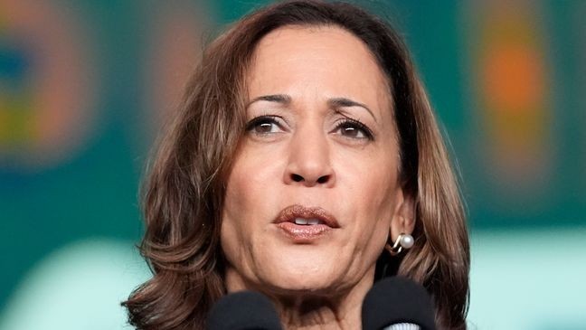 Vice President Kamala Harris delivers remarks at a Sigma Gamma Rho Sorority gathering in Houston, Wednesday, July 31, 2024, in Houston. (AP Photo/Mat Otero)