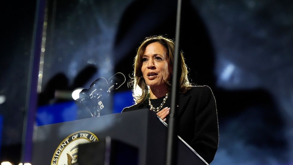 Democratic presidential nominee Vice President Kamala Harris speaks during a campaign rally outside the Philadelphia Museum of Art, Monday, Nov. 4, 2024, in Philadelphia. (AP Photo/Jacquelyn Martin)