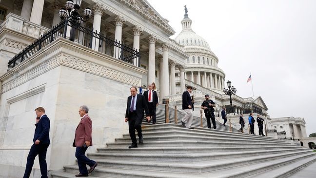 FILE - Members of the U.S. House of Representatives leave the Capitol after a series of votes on September 25, 2024, in Washington, D.C. (Photo by Anna Moneymaker/Getty Images)