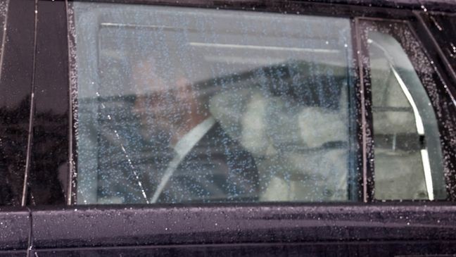 Britain's Prince Harry, Duke of Sussex leaves Clarence House in London on September 10, 2025 in the back of a car. Prince Harry arrived at his father King Charles III's Clarence House residence in London on Wednesday for what is believed to be their first meeting since February 2024, British media reported. The Duke of Sussex, who has been in the UK since Monday for a series of engagements, was seen entering the royal residence in a black car, just over an hour after the king. (Photo by Toby Shepheard / AFP) (Photo by TOBY SHEPHEARD/AFP via Getty Images)