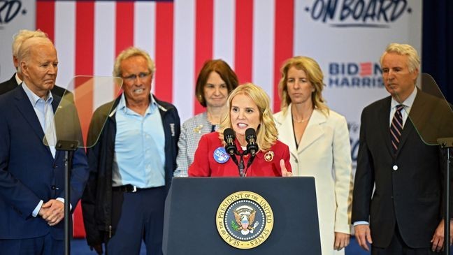 FILE - Kerry Kennedy speaks during a campaign event for U.S. President Joe Biden at Martin Luther King Recreation Center on April 18, 2024 in Philadelphia, Pennsylvania. U.S. President Joe Biden is on a multi-city tour of the battleground state of Pennsylvania where he renewed calls to increase taxes on wealthy Americans and large corporations. (Photo by Drew Hallowell/Getty Images)