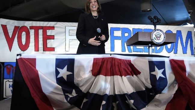 Democratic presidential nominee Vice President Kamala Harris speaks during a campaign event at Montage Mountain Resort in Scranton, Pa., Monday, Nov. 4, 2024. (AP Photo/Jacquelyn Martin)