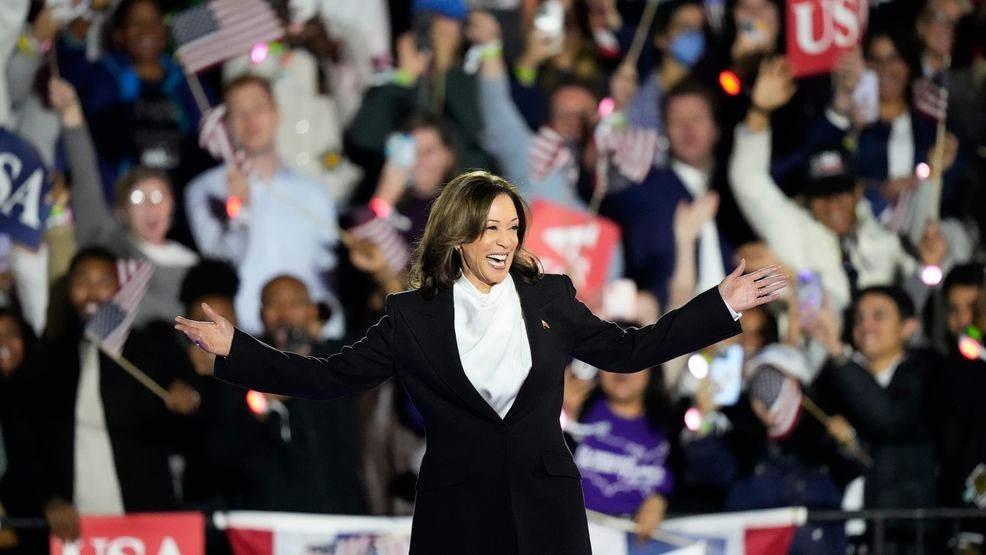 Democratic presidential nominee Vice President Kamala Harris arrives to deliver remarks during a campaign event at the Ellipse near the White House in Washington, Tuesday, Oct. 29, 2024. (AP Photo/Stephanie Scarbrough)