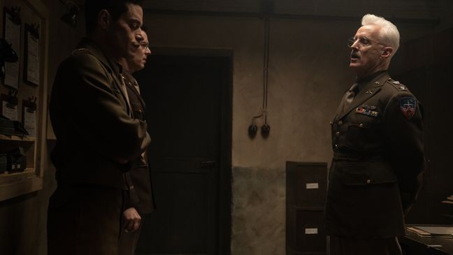 {p}RAMI MALEK as Lt. Col. Douglas Kelley, COLIN HANKS as Dr. Gustave Gilbert, JOHN{/p}{p}SLATTERY as Col. Burton C. Andrus in ‘Nuremberg’{/p}{p}Image: Scott Garfield. Courtesy of Sony Pictures Classics{/p}
