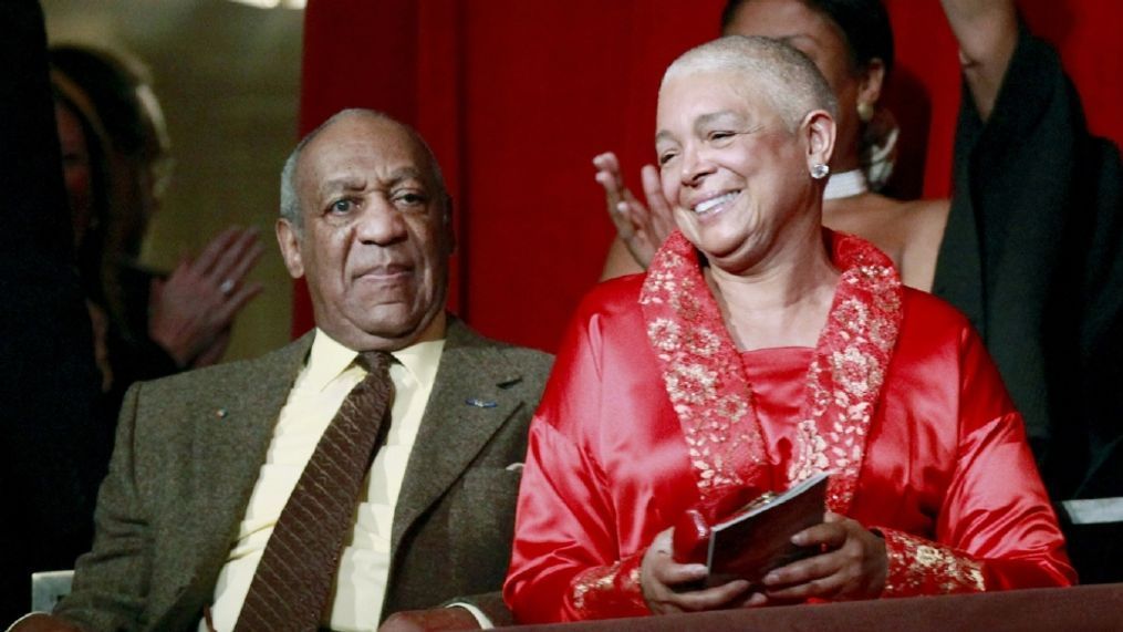 FILE - This Oct. 26, 2009 file photo, comedian Bill Cosby, left, and his wife Camille appear at the John F. Kennedy Center for Performing Arts before Bill Cosby received the Mark Twain Prize for American Humor in Washington. (AP Photo/Jacquelyn Martin, File)