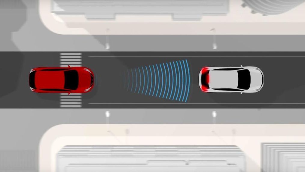 Automatic Emergency Braking (AEB) keeps an eye on your speed and proximity to the vehicle ahead and can apply brakes if a potential forward collision is detected and you fail to respond. (Image courtesy of Nissan North America)