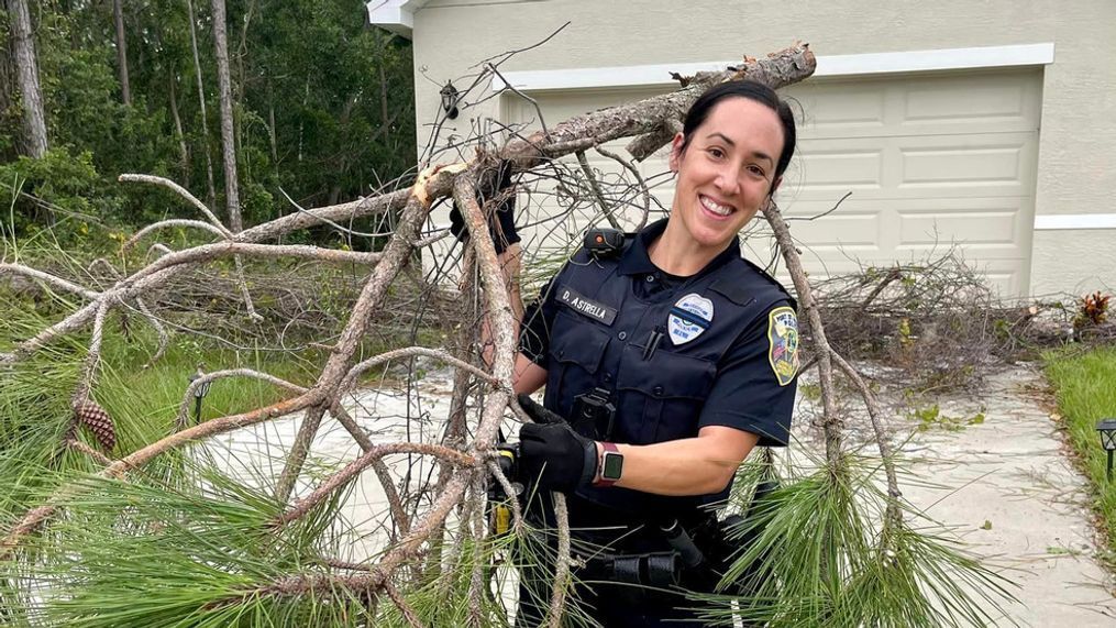 Police officers helped a family trapped in their home after Hurricane Ian, Sept. 29, 2022. (Port St. Lucie Police Dept.)