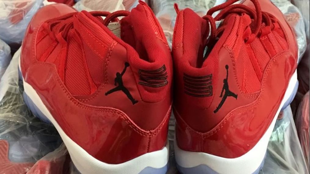 Customs found nearly $55,000 in counterfeit Air Jordans at Washington Dulles International Airport. (U.S. Customs and Border Protection)