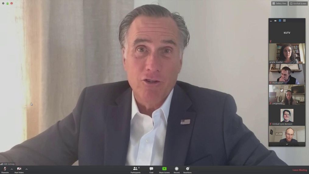 Sen. Mitt Romney (R-UT) speaks to reporters during a virtual Zoom press briefing on May 1, 2020. (KUTV)