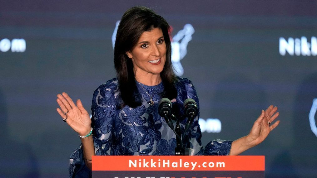 FILE - Republican presidential candidate former UN Ambassador Nikki Haley speaks at a New Hampshire primary night rally, in Concord, N.H., Tuesday Jan. 23, 2024. (AP Photo/Steven Senne, File)