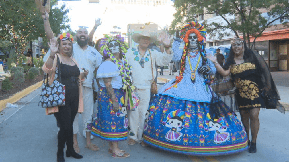 Attendees celebrate the{&nbsp;}2023 Dia de Los Muertos Celebration and Parade in El Paso, Texas. (KFOX)