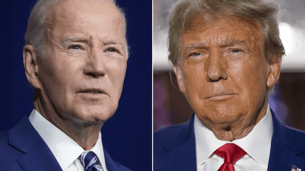 FILE - In this combination of photos, President Joe Biden, left, speaks on Aug. 10, 2023, in Salt Lake City, and former President Donald Trump speaks on June 13, 2023, in Bedminster, N.J. (AP Photo, File)