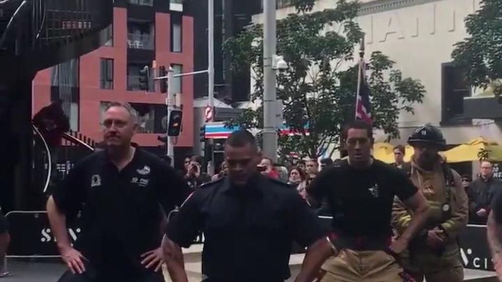 {p}New Zealand firefighters performed a passionate haka under Auckland’s Sky Tower. (Ambassador Scott Brown via Storyful){/p}