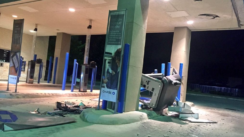 Some thieves hopped onto a piece of construction equipment and drove it straight across Northwest Military to a Chase Bank location. (SBG Photo)