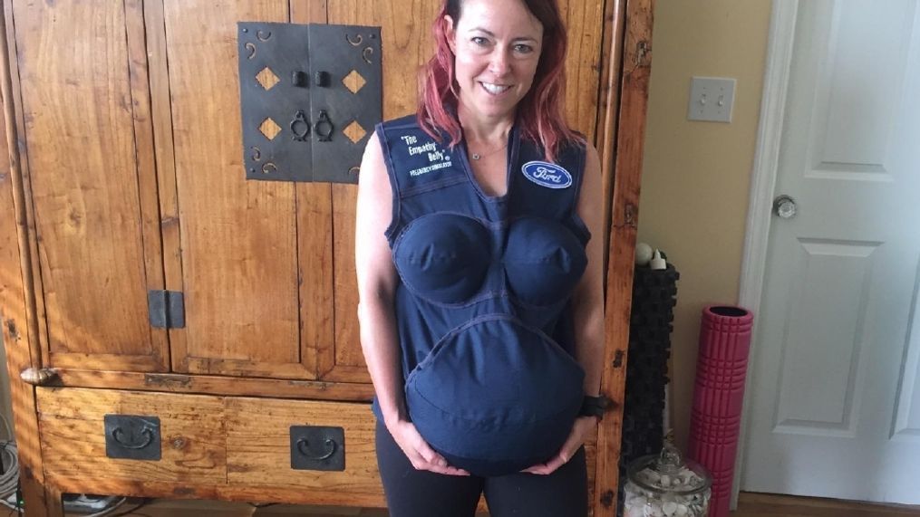 The Ford Empathy Belly includes a bloated belly as well as two lead balls and a pressure bladder that help simulate a third-trimester pregnancy. (Photo by Jon Erlich)