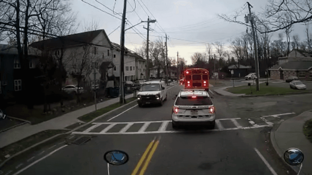 A driver was caught on camera passing a school bus with flashing lights in the town of Ramapo in New York, on Sunday, Dec. 6, 2020. (Courtesy: Town of Ramapo Police Department){&nbsp;}