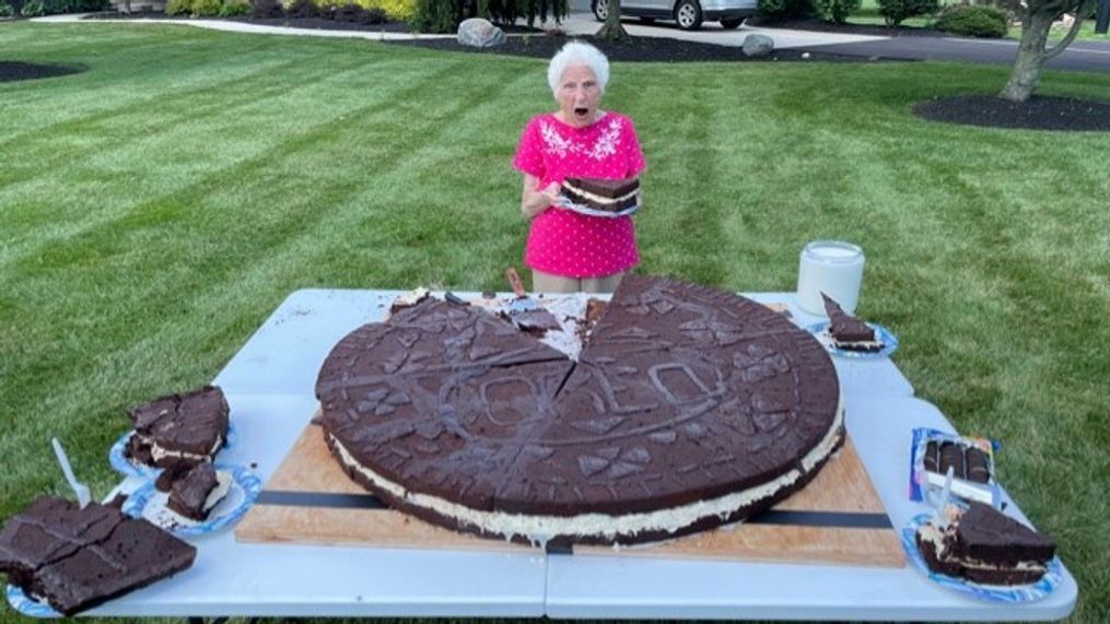 Ross Smith and Grandma created what they say is the world's largest Oreo at 175 pounds. (Courtesy: Ross Smith)