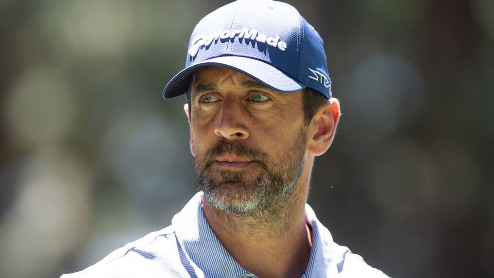 FILE - STATELINE, NV - JULY 12: Then New York Jets quarterback Aaron Rodgers during the first practice round at the ACC Golf Championship presented by American Century Investments July 12, 2023 at Edgewood Tahoe Golf Course in Stateline, Nevada. (David Calvert/Getty Images for American Century Investments)