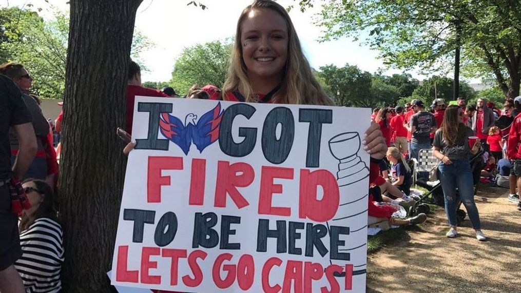 College student says she got fired to be at Capitals' Stanley Cup parade. (WJLA)