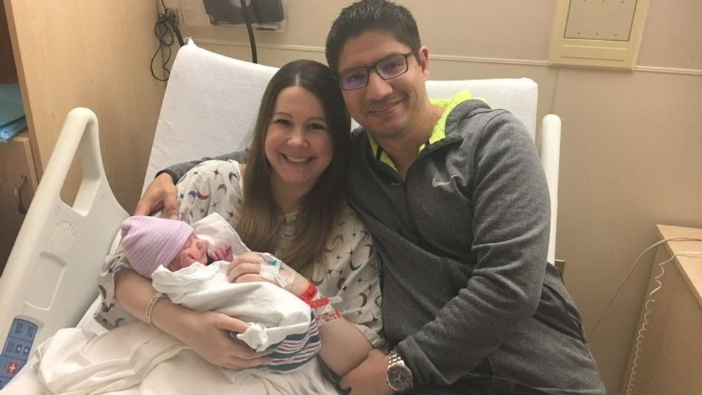 Family welcomes baby on Father's Day (West BocaMedical Center){p}{/p}