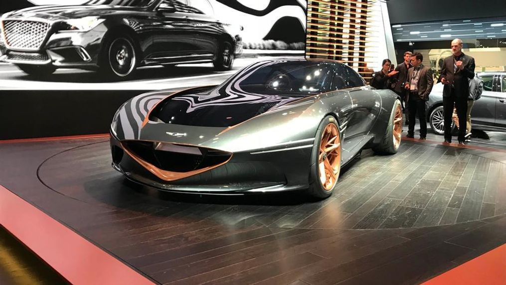 The{&nbsp;}Genesis Essentia Concept on display at the 2018 New York Auto Show. (Sinclair Broadcast Group / Jill Ciminillo)