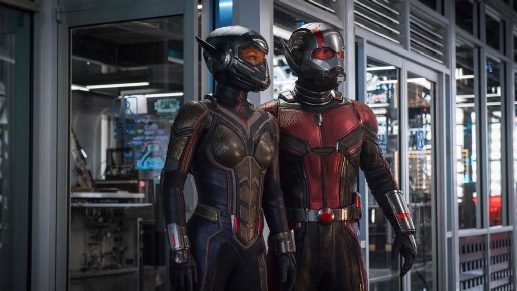 Evangeline Lilly and Paul Rudd as the Wasp and Ant-Man in "Ant-Man and the Wasp." (Ant-Man/Twitter){p}{/p}