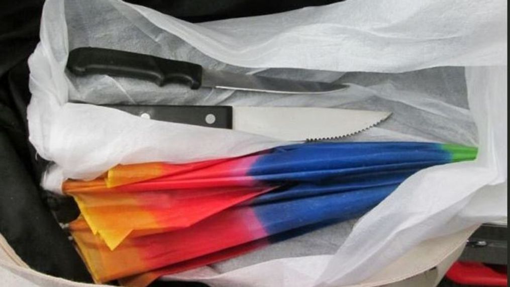 The TSA says a traveler hid steak knives in a carry-on bag at the Fort Lauderdale-Hollywood Int'l Airport. (TSA)