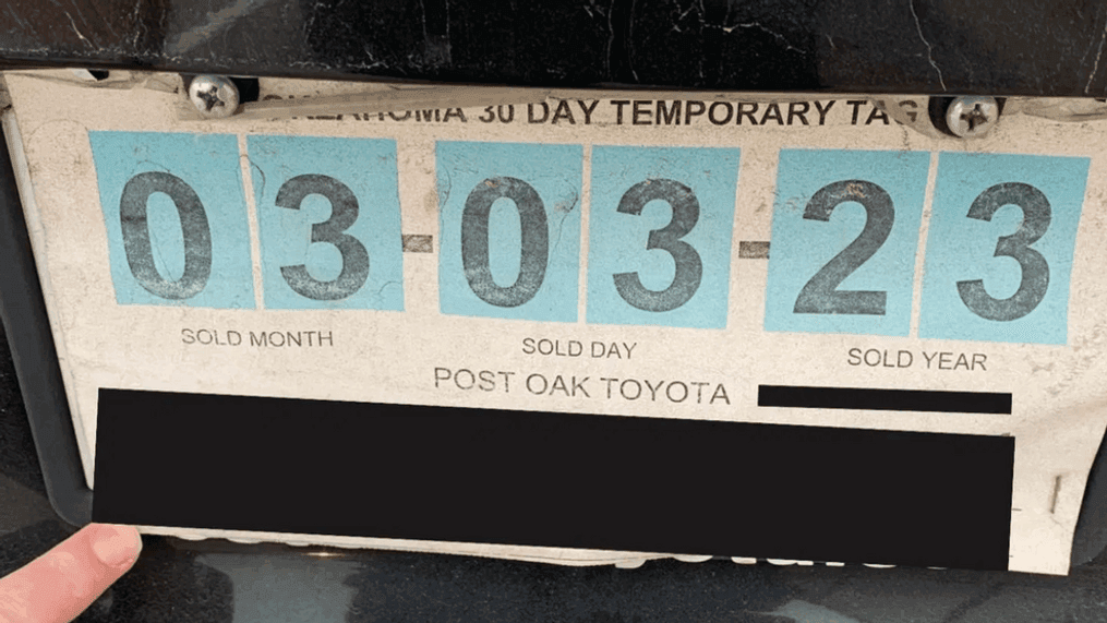 Driver in Oklahoma cited for paper tag issued over a year ago{&nbsp;} (OCPD)