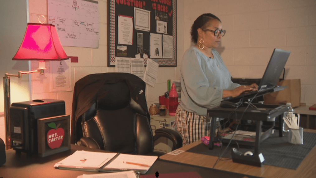 Regina Carter at her desk at LHS. (WSET)