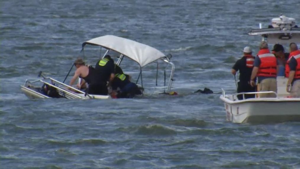 A Genoa Township Fire Department boat capsized while crews were taking part in the search for a missing kayaker. (WSYX/WTTE)