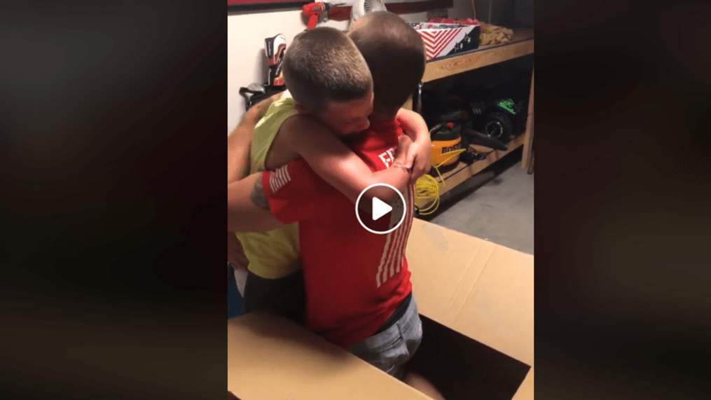 Welcome home: South Carolina Marine surprises son. (Courtesy Michelle Horn)