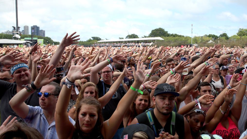 Festival goers are seen at the Samsung Stage at Lollapalooza 2016 - Day 3 at Grant Park on July 30, 2016 in Chicago, Illinois.  (Photo by Tasos Katopodis/Getty Images for Samsung)