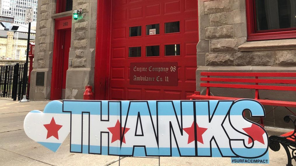 SpeedPro Chicago Loop is turning uncertainty into motivation by producing signs with simple slogans of hope.