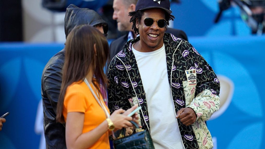 Entertainer Jay-Z arrives for the NFL Super Bowl 54 football game between the San Francisco 49ers and the Kansas City Chiefs, Sunday, Feb. 2, 2020, in Miami. (AP Photo/David J. Phillip)