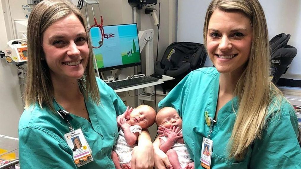 Tori and Tara delivered Addison and Emma on September 25. (Piedmont Athens Regional | CNN Newsource){&nbsp;}