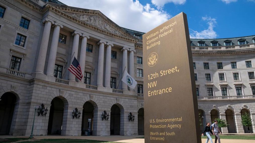 The headquarters of the Environmental Protection Agency is seen in Washington as President Donald Trump announces that his administration is revoking California's authority to set auto mileage standards stricter than those issued by federal regulators, Wednesday, Sept. 18, 2019. Critics say the move would result in less fuel efficient cars that create more planet-warming pollution. (AP Photo/J. Scott Applewhite)