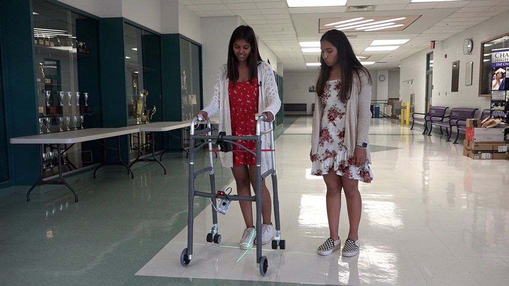 Kaavya Karthikeyan and Akanksha Tibrewala, two Fairfax County students, are aiming to treat Parkinson's symptoms with a one-of-a-kind product they created over the last two years. (WJLA)