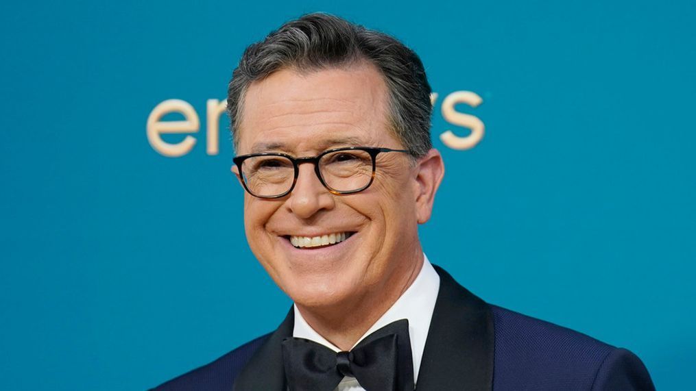 FILE - Late night talk show host Stephen Colbert arrives at the 74th Primetime Emmy Awards in Los Angeles on Sept. 12, 2022. (AP Photo/Jae C. Hong, File)