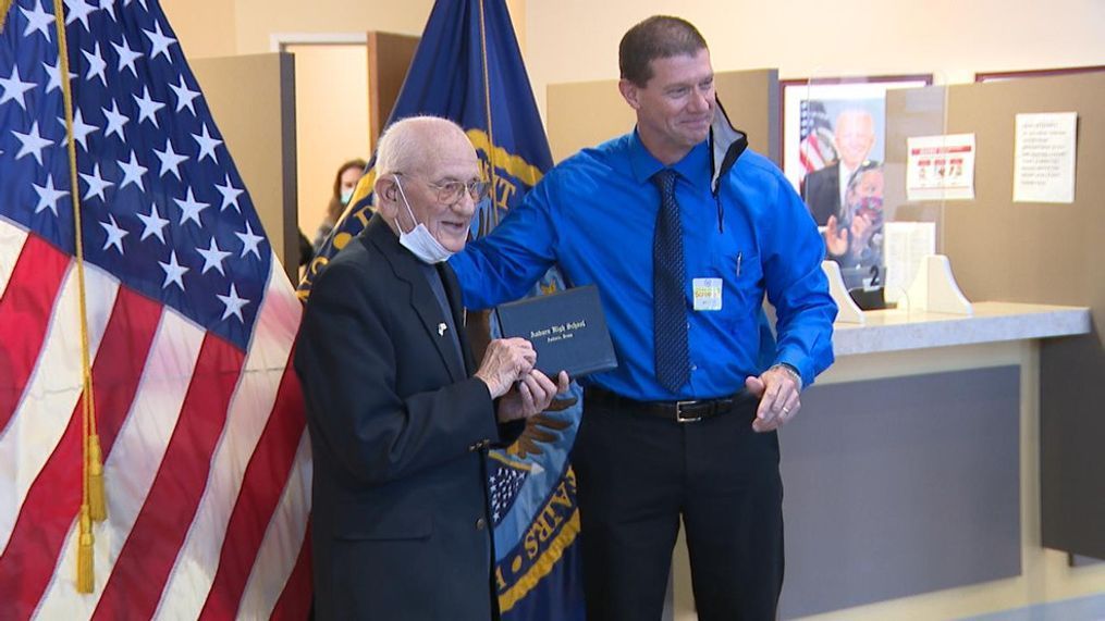 Donald Huisenga receives his high school diploma. (Photo: Scott Martin/KTXS)