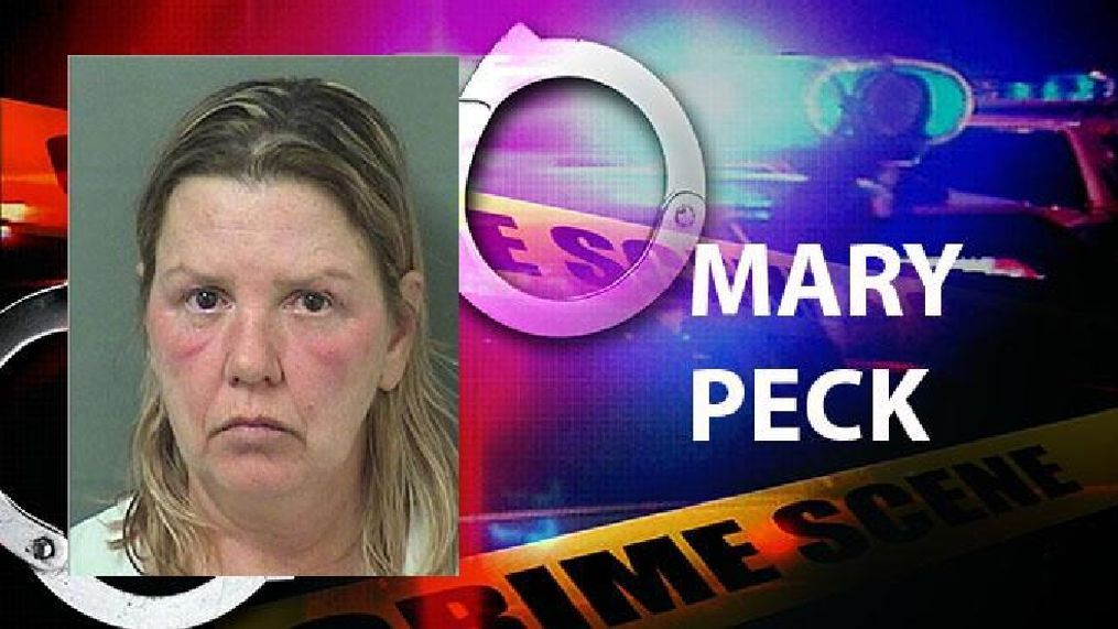 Mary Peck is facing burglary and battery charges.  Police say she threatened her neighbor with her parrot.  Image Courtesy: PBSO.