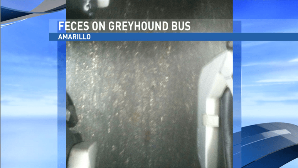 Feces in the aisle on the Greyhound bus. (KVII/Lisa Burns)