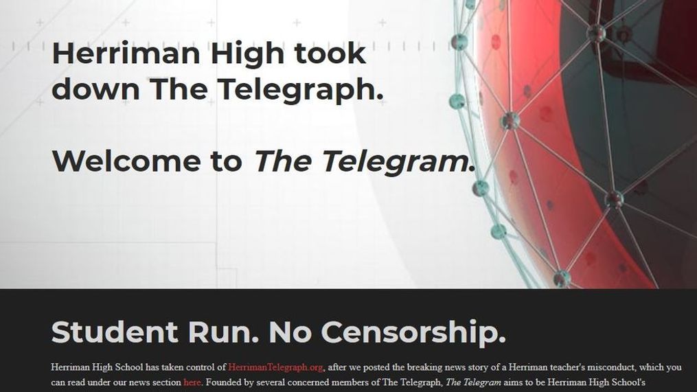 TheTelegram is a new website created by Herriman High School journalism students in response to what they claim is censorship of the school newspaper, The Telegraph. (Photo: KUTV screenshot of The Telegram){p}{/p}