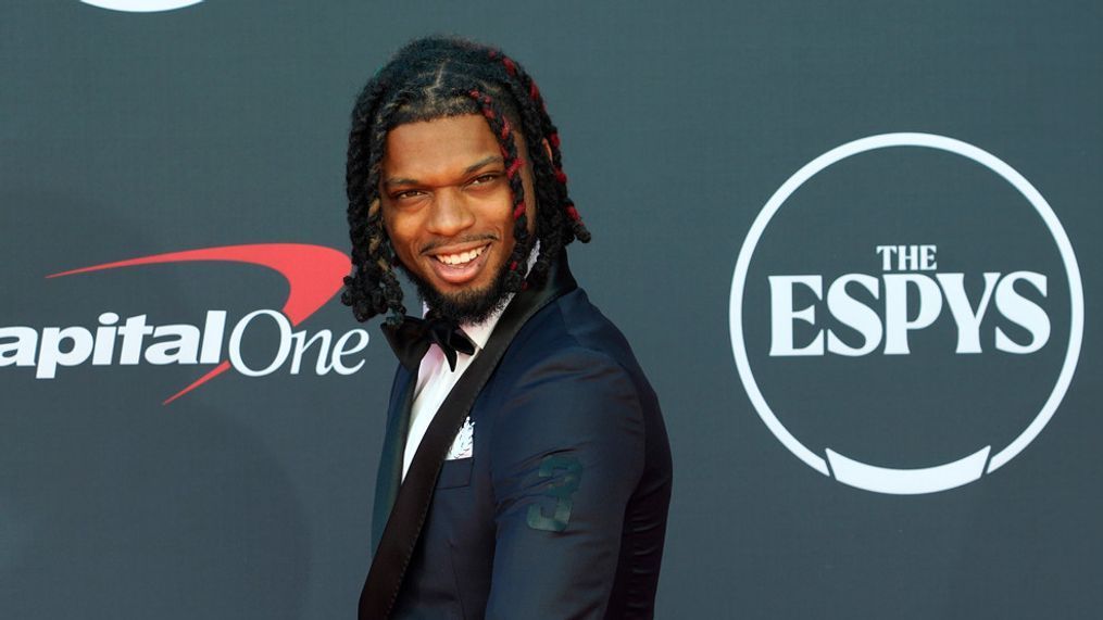 Professional NFL player Damar Hamlin of the Buffalo Bills arrives at the ESPY awards on Wednesday, July 12, 2023, at the Dolby Theatre in Los Angeles. (AP Photo/Chris Pizzello)