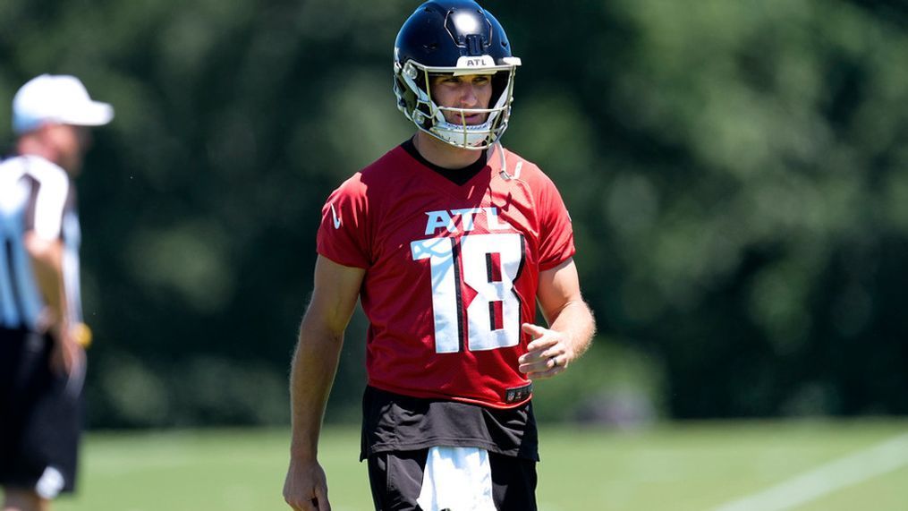 Atlanta Falcons quarterback Kirk Cousins is shwon during a mandatory minicamp NFL football practice Tuesday, June 11, 2024, in Flowery Branch, Ga. (AP Photo/John Bazemore)