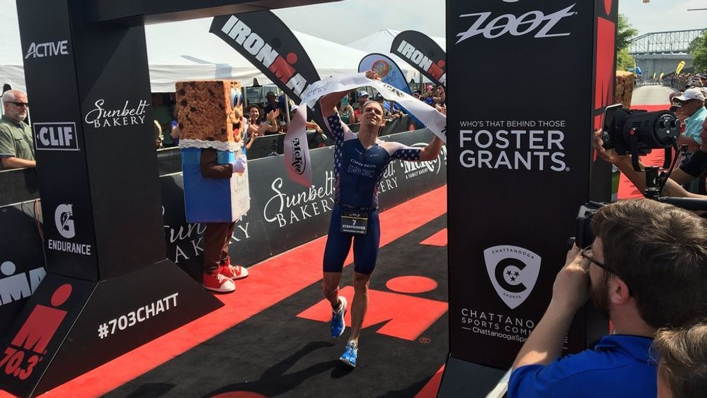 Andrew Starykowicz took the top spot at the IRONMAN 70.3 in Chattanooga back in May. (Image: WTVC)