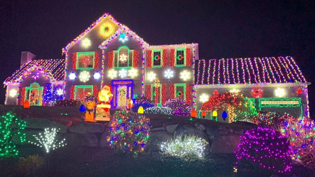 Kut Family Christmas Display at 10 Sycamore Lane in Westport, Massachusetts (Jessica A. Botelho/The National Desk) 