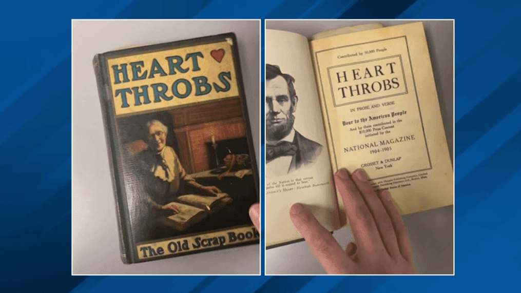 "Heart Throbs" is a poetry book that was checked out in 1931, and finally returned recently to the Licking County Library. (Photos from Licking County Library)