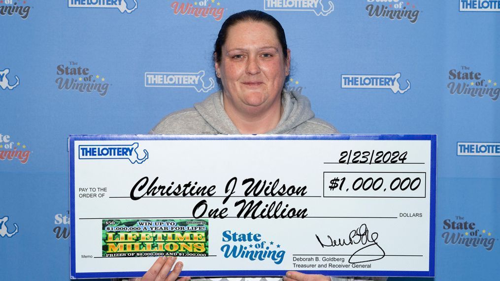 Christine Wilson of Mansfield won a $1 million prize for a new instant ticket game "Lifetime Millions." (Massachusetts State Lottery)